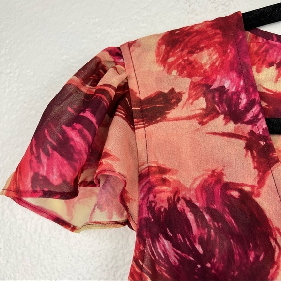 FOR LOVE AND LEMONS Sweet Jane Cropped Jumpsuit with Deep V Neckline, Red, Small - Picture 6 of 10